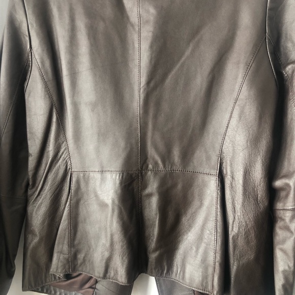 Kasper 100% Genuine Leather brown Jacket with two pockets - Picture 4 of 12